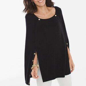 Chico's Black Cape with gold button accents